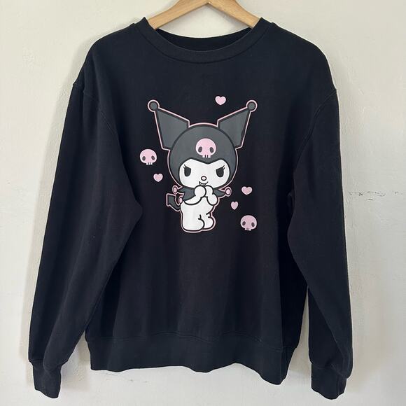 Sanrio Kuromi Pull‎ Over Black Sweater Size Medium Hello Kitty Kawaii Spooky - Picture 1 of 11